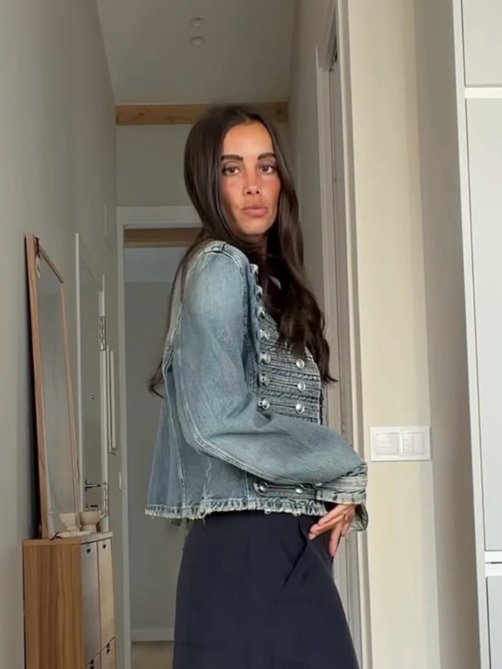 ZARA TRF FITTED BUTTON DENIM JACKET